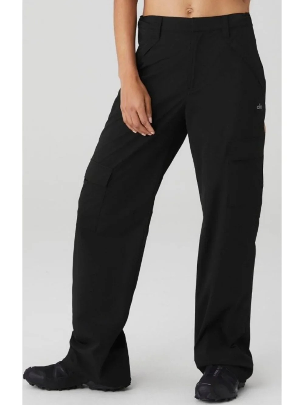 Alo All That Trousers Black High-Rise Waist Waisted Joggers Hiking Outdoor Pants